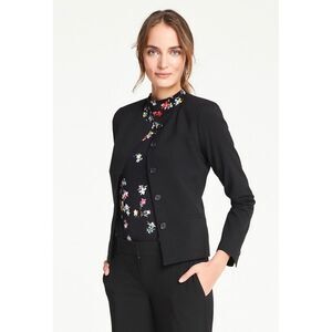 Ann Taylor The Crewneck Jacket In Seasonless Stretch, size 6, Dark Navy Blue